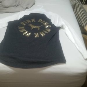 Pink Victoria Secrets jersey shirt.